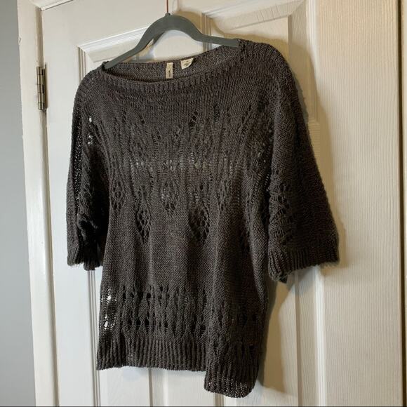 Moth by Anthropologie “Of The Ages” Open Lace Knit Dolman Short Sleeve Sweater - Picture 3 of 8